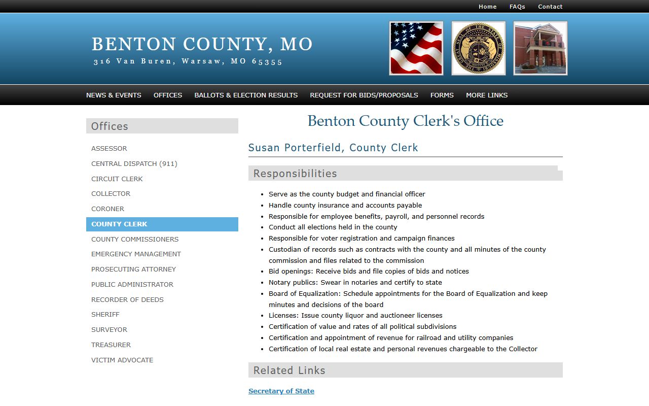 Benton County Circuit Clerk records compared with County Clerk office