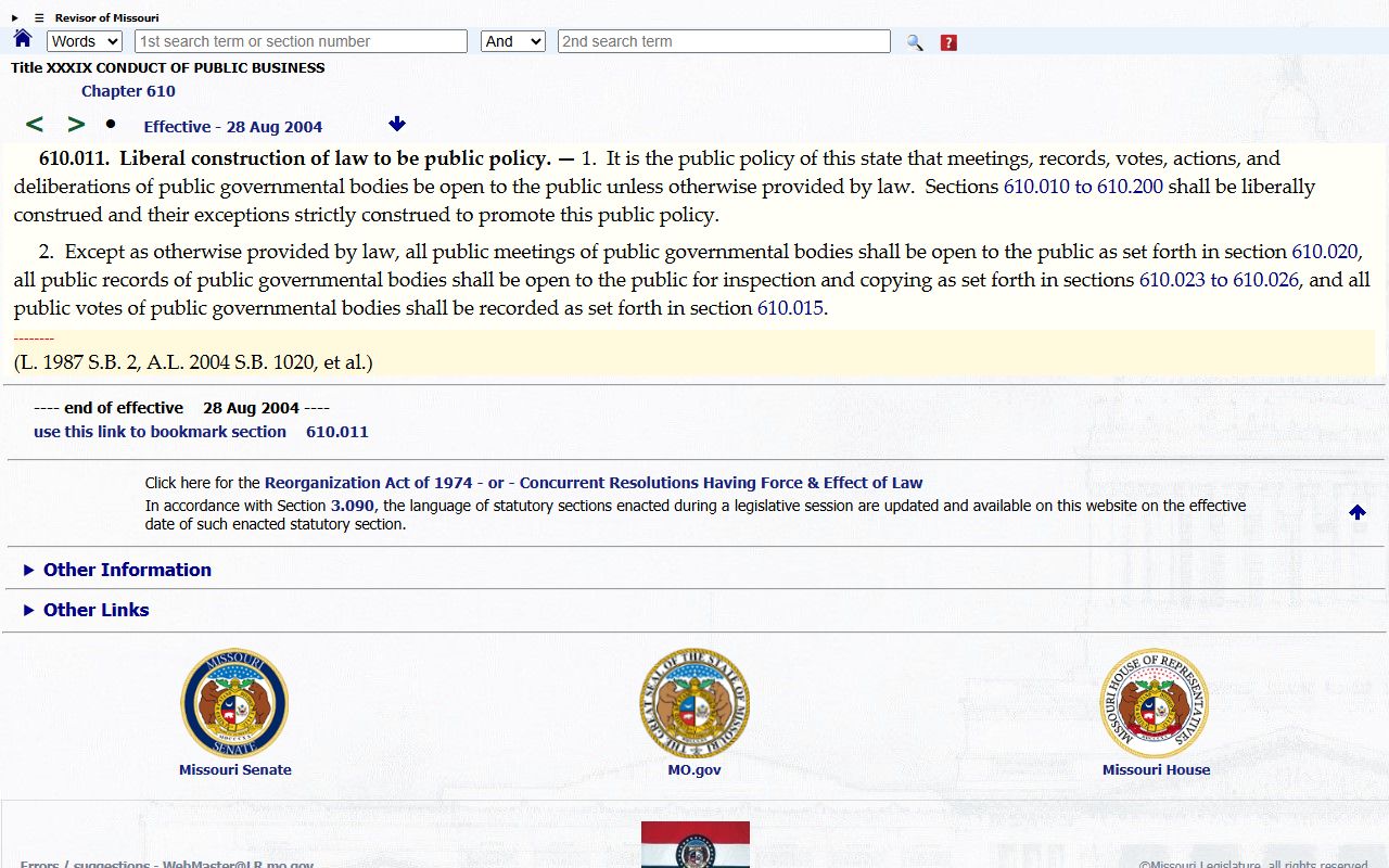 Benton County court records Missouri Sunshine Law access source