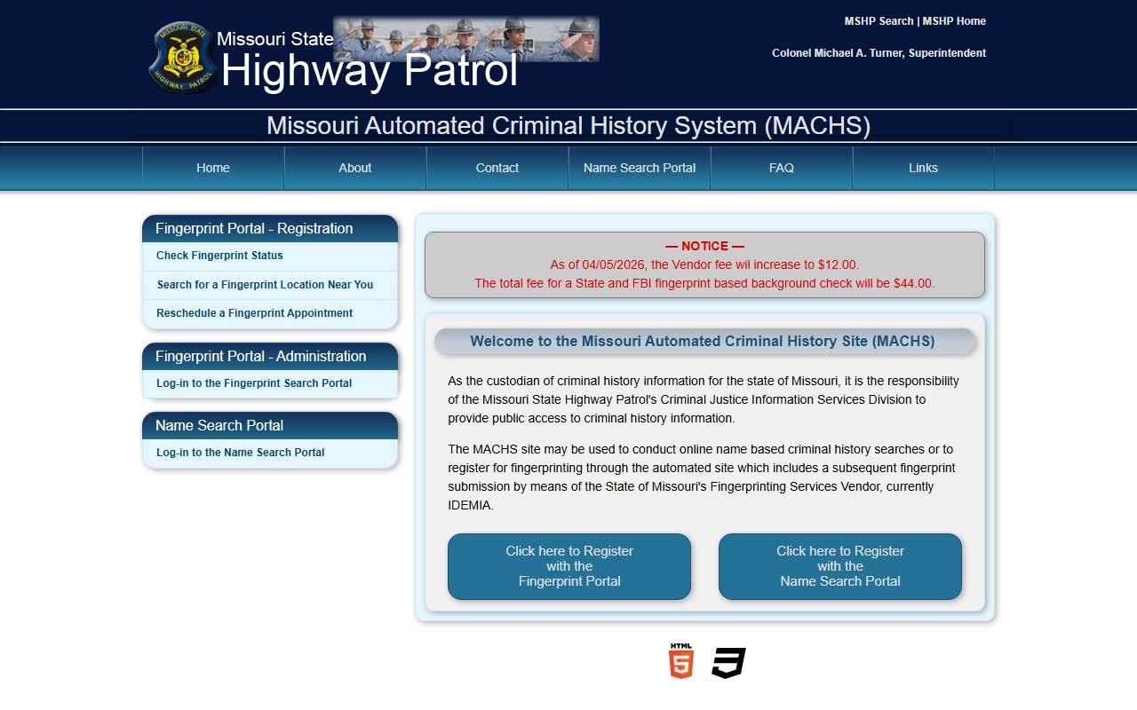Benton County criminal court records Missouri MACHS criminal history portal