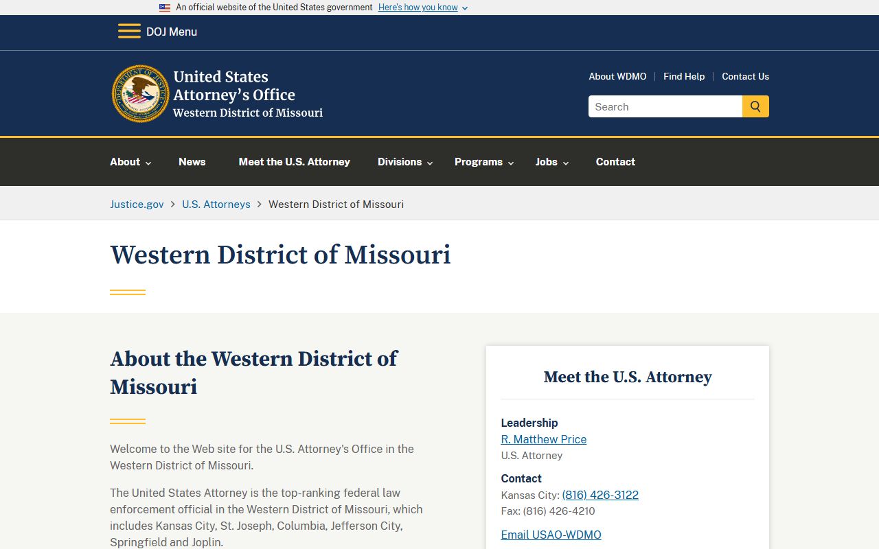 Benton County warrant records federal prosecution source for Western District of Missouri